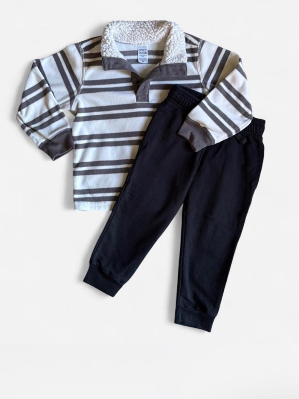 Carter's Black Toddler Pants and Striped sweater- 3T